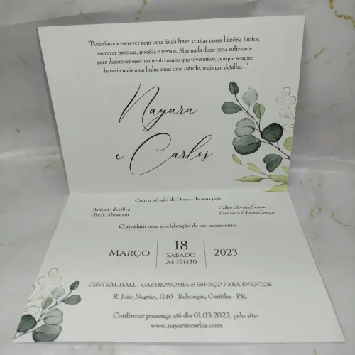 Convite de Casamento 180g