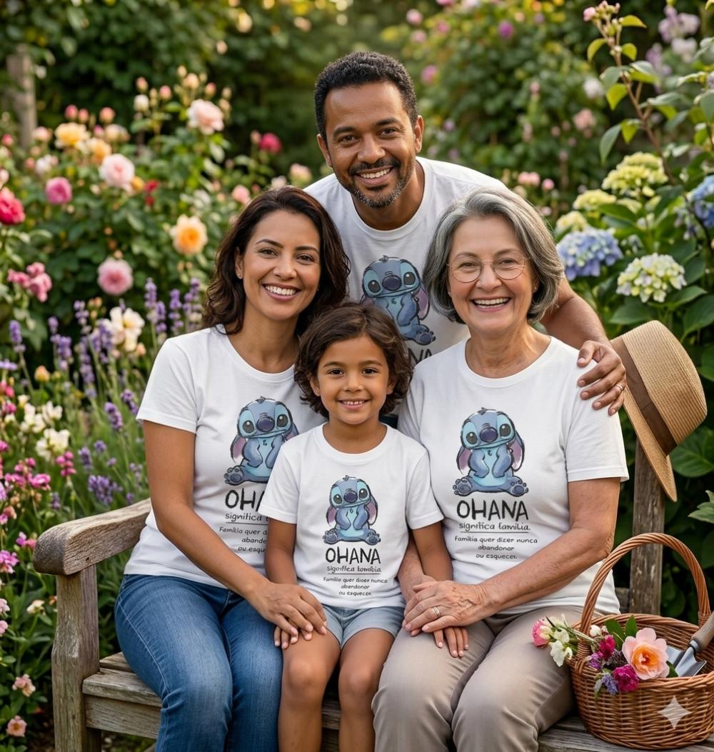 Camiseta Stitch Ohana Significa Família