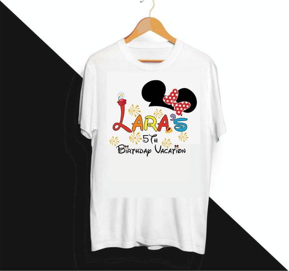 Camiseta Aniversário Férias na Disney Personalizada
