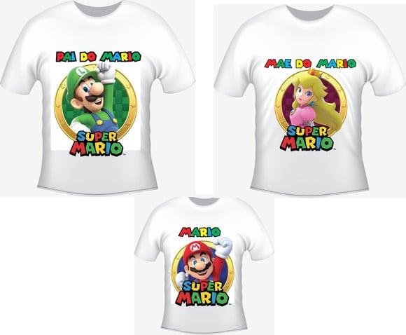 Camiseta Super Mario Kit /03 camisetas - Personalizada