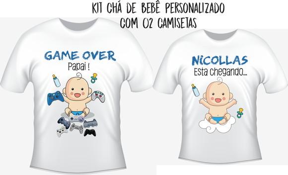 Camiseta Chá De Bebê - Kit/02 Camisetas Papai Game Over