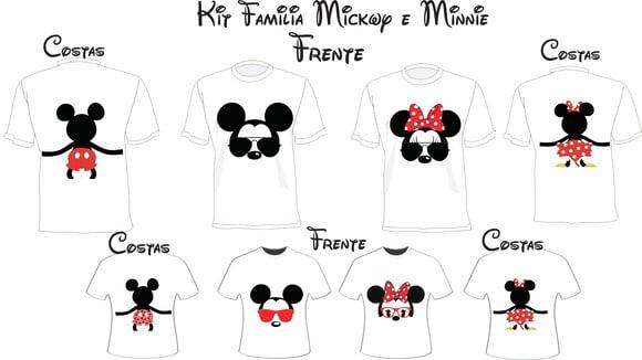 Camiseta Mickey e Minnie Kit /04 Camisetas - Personalizadas