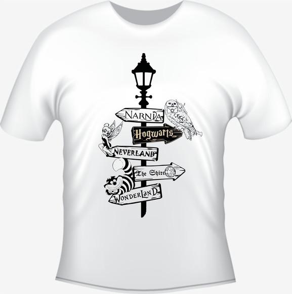 Camiseta Quotes Narnia Wonderland Hogwarts