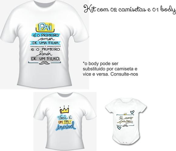 Camiseta Papai e Filhos - Dia dos Pais - Kit com 3