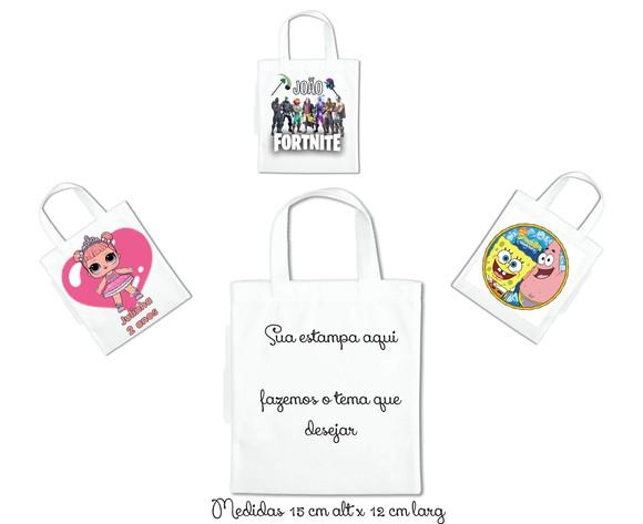 Sacola Mini Ecobag com lateral Personalizada 15 x 12 kit/10