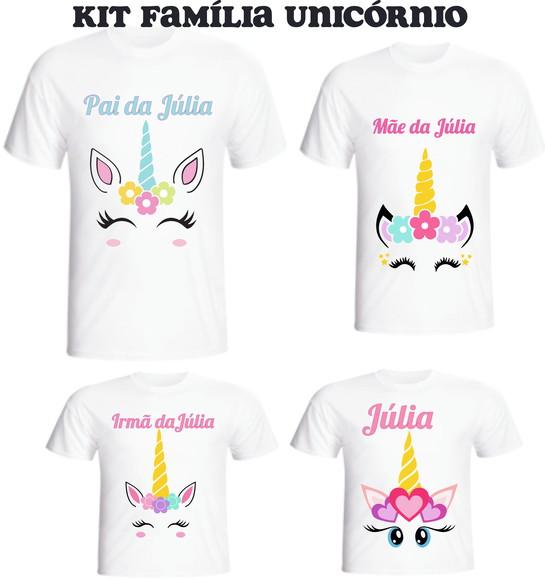 Camiseta Unicórnio - Kit Família C/04 Camisetas