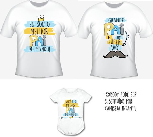 Camiseta Kit Com/03 Papai, Filhinho e Vovô - Dia dos pais