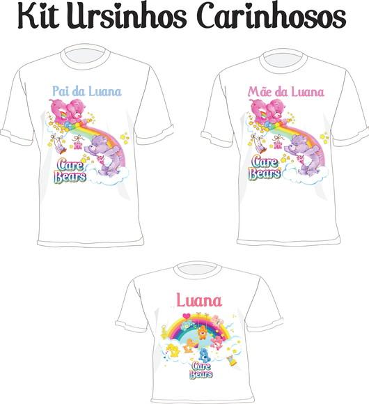 Camiseta Ursinhos Carinhosos Care Bears- Festa - Kit Com 03
