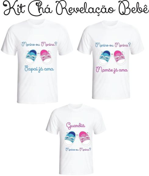 Camiseta Chá Bebê/Revelação - Sapatinhos - Kit c/3 camisetas