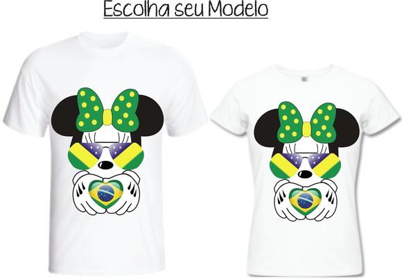Camiseta Minnie Mouse Brasil Copa Do Mundo