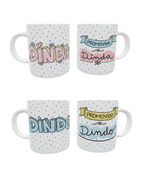 Caneca Promovido a Dindo e Dinda Padrinho e Madrinha Kit c/2