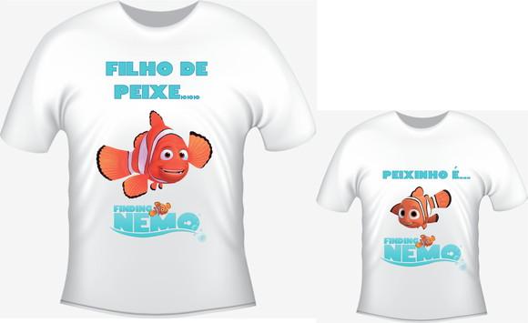 Camiseta Procurando Nemo Kit /02 camisetas -Filho De Peixe