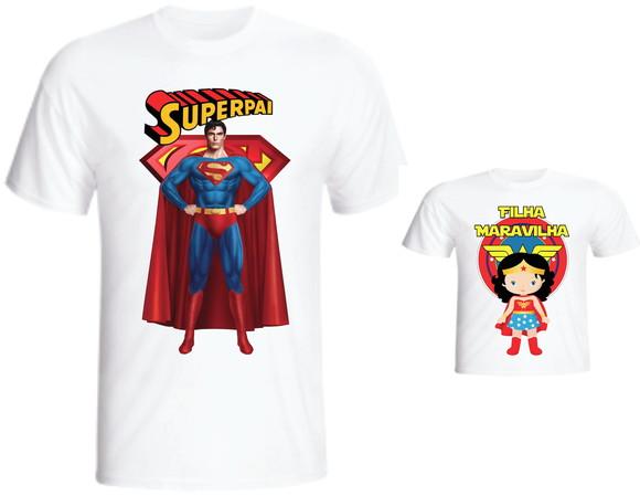 Camiseta Super Pai e Filha Maravilha - Superman Kit C/02