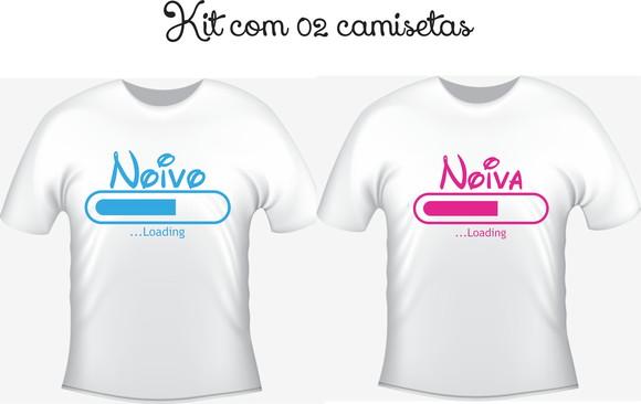 Camiseta Noivos - Casamento -loading Kit com 02 Camisetas