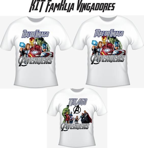 Camiseta Avengers - Vingadores - Kit Com 03 - Festa