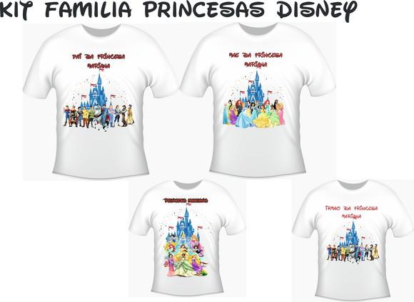 Camiseta Princesas Disney Kit com 04 Camisetas