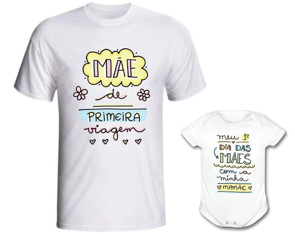 Camiseta Mãe De Primeira Viagem 1 Dia Das Mãe Kit /02