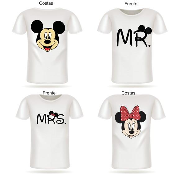 Camiseta Casal - Mickey e Minnie Mrs e Mr - Kit C/2