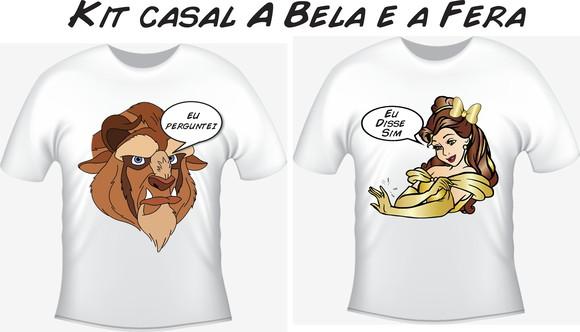Camiseta a Bela e a Fera Kit com 02 - Casal Noivos Noivado