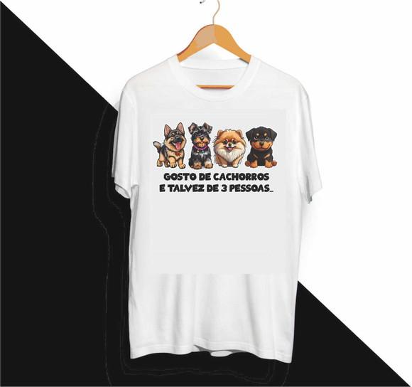 Camiseta Gosto de Cachorros e Talvez de 3 Pessoas