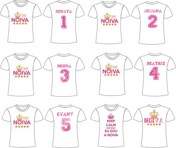 Camisetas Kit/ 06 - Time da Noiva - Chá de Panela - Noivado