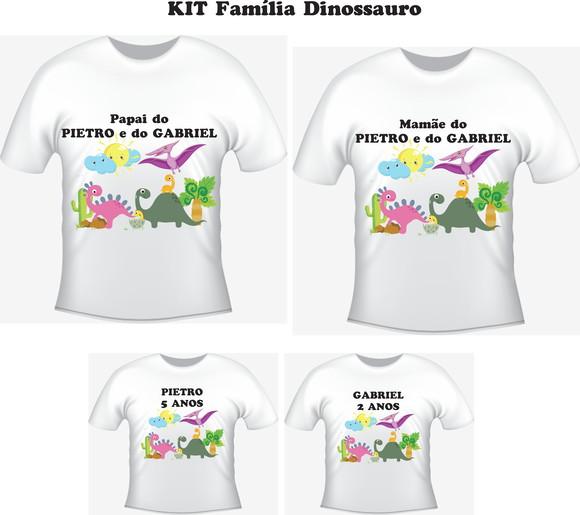 Camiseta Dinossauro Baby - Kit Com 04 - Festa Família