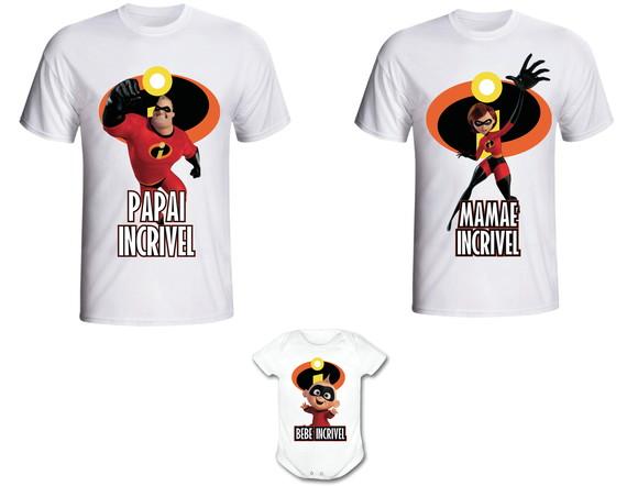 Camiseta Os INCRÍVEIS Kit /02 camisetas + body bebê