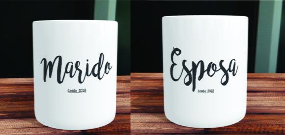 Caneca Casamento Marido E Esposa Kit Com 2