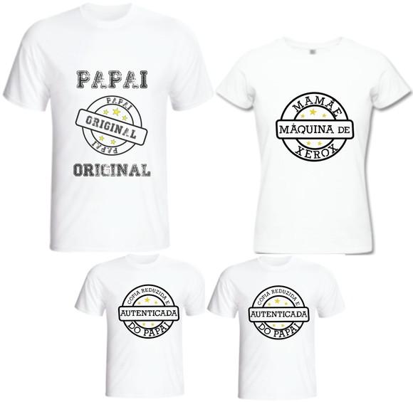 Camiseta Pai Mãe Filho Xerox Cópia Kit C/04 Camisetas
