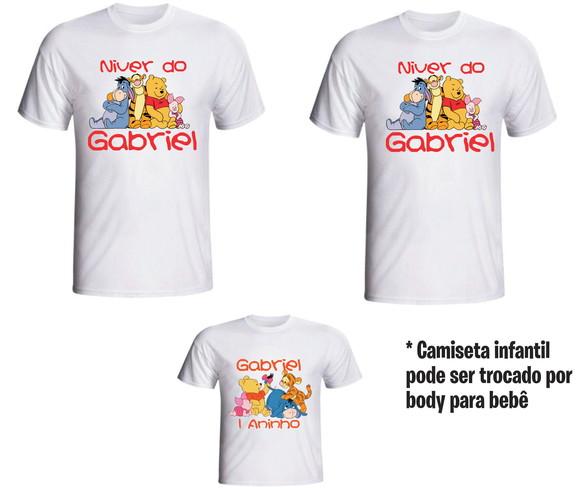 Camisetas Ursinho Puff - Kit com 03 Personalizadas