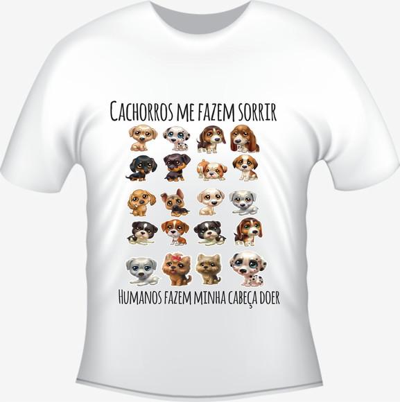 Camiseta Adulto Infantil Doguinhos Cachorros