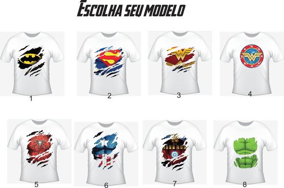 Camiseta Heróis Marvel e Dc - Escolha a sua
