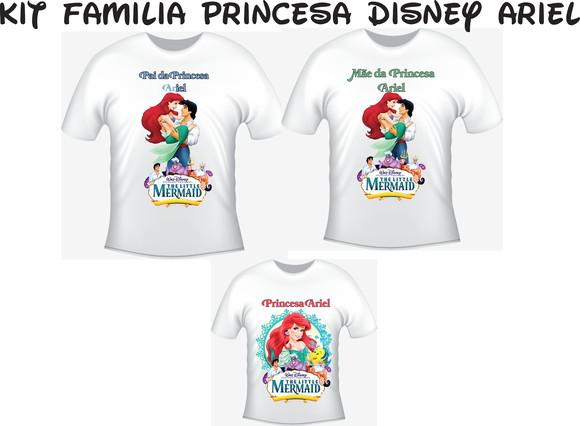 Camiseta Princesas Disney Ariel Pequena Sereia Kit Com 03