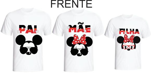 Camiseta Mickey e Minnie Filha Kit /03 camisetas