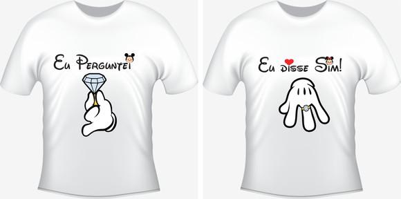 Camiseta Noivado - Casamento - Mickey e Minnie - Kit /02