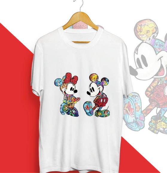 Camiseta Mickey e Minnie Pop Art
