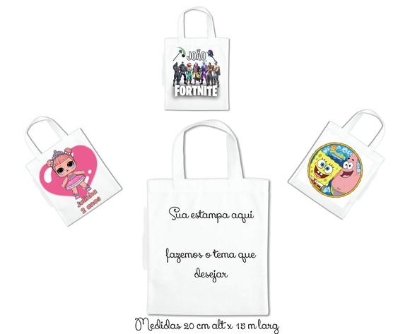 Sacola Mini Ecobag com lateral Personalizada 20 x 15 kit/10