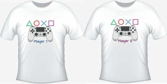 Camiseta Player 1 E Player 2 - Kit Com 02 Camisetas Gamers