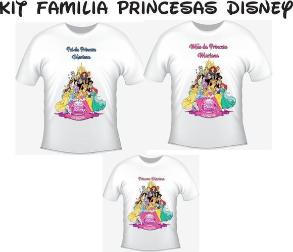 Camiseta Princesas Disney Castelo Kit com 03 Camisetas
