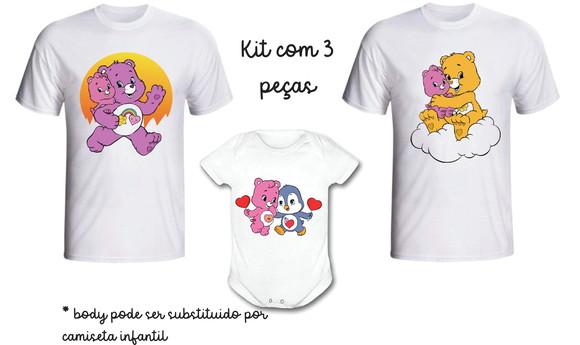 Camiseta Ursinhos Carinhosos Kit Família com 03