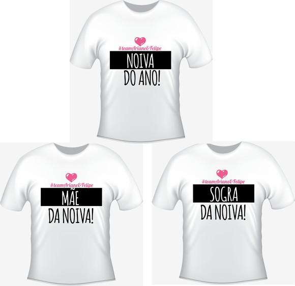 Camiseta kit com 3 -Noiva do Ano, Mãe e Sogra Personalizada