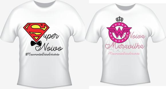Camiseta kit/2- Casamento - Super Noivo e Noiva Maravilha
