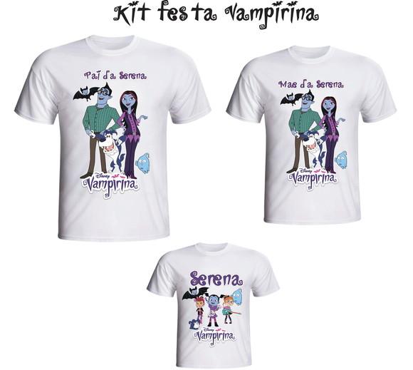 Camiseta Camiseta Vampirina - Kit C/03 Mãe, Pai, Filha