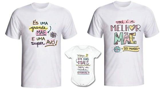 Camiseta Dia das Mãe Kit/03 Avó, Mãe Netinha ou Netinho