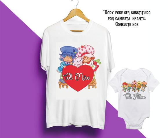 Camiseta Moranguinho Vintage Tal Mãe Tal Filha Kit com 02