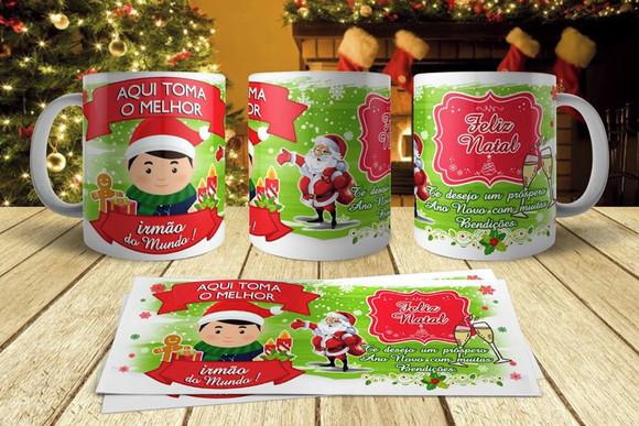 Caneca Lembrança Natal Melhor Irmão ou Irmã