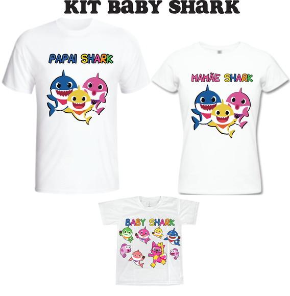 Camiseta BABY S.H.A.R.K Kit Família com 03 - Personalizada