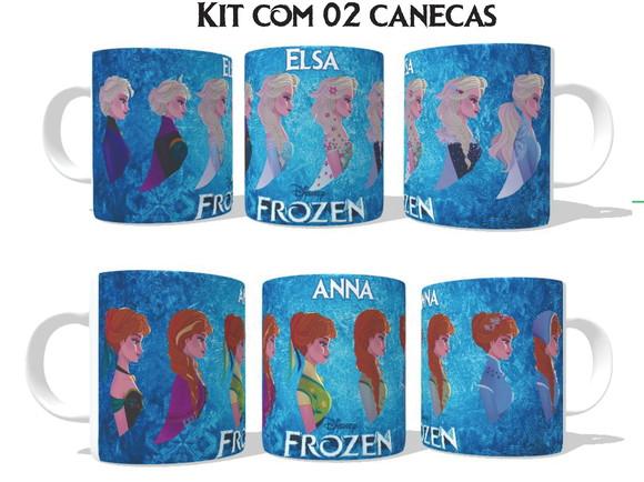 Caneca Frozen Elsa e Anna Fases Kit com 02 canecas