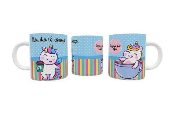 Caneca Meu Dia Só Começa, Depois Do Café - Unicórnio Indeli