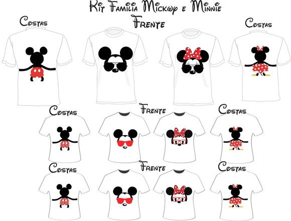 Camiseta Mickey e Minnie Kit /06 Camisetas - Personalizadas